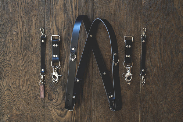 Cloverlily Leather Double Camera Harness | Black