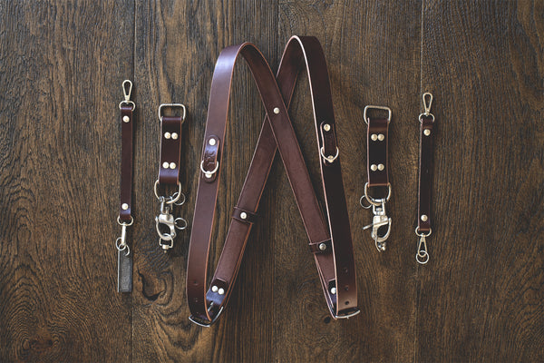 Cloverlily Handmade Leather Double Camera Harness |  Dark Brown