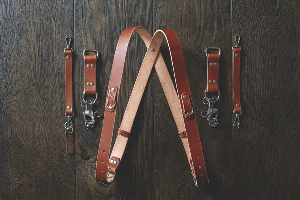 LIMITED EDITION | Cloverlily Handmade Leather Double Camera Harness |  Cognac