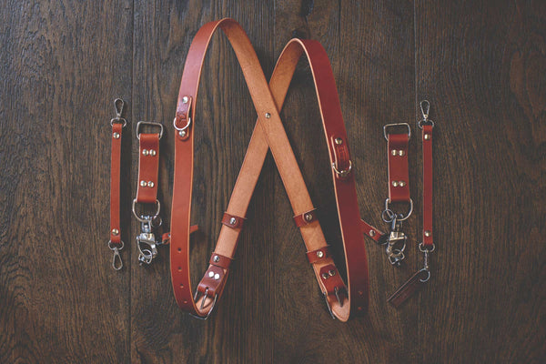 Cloverlily Handmade Leather Double Camera Harness 3.0 |  Cognac