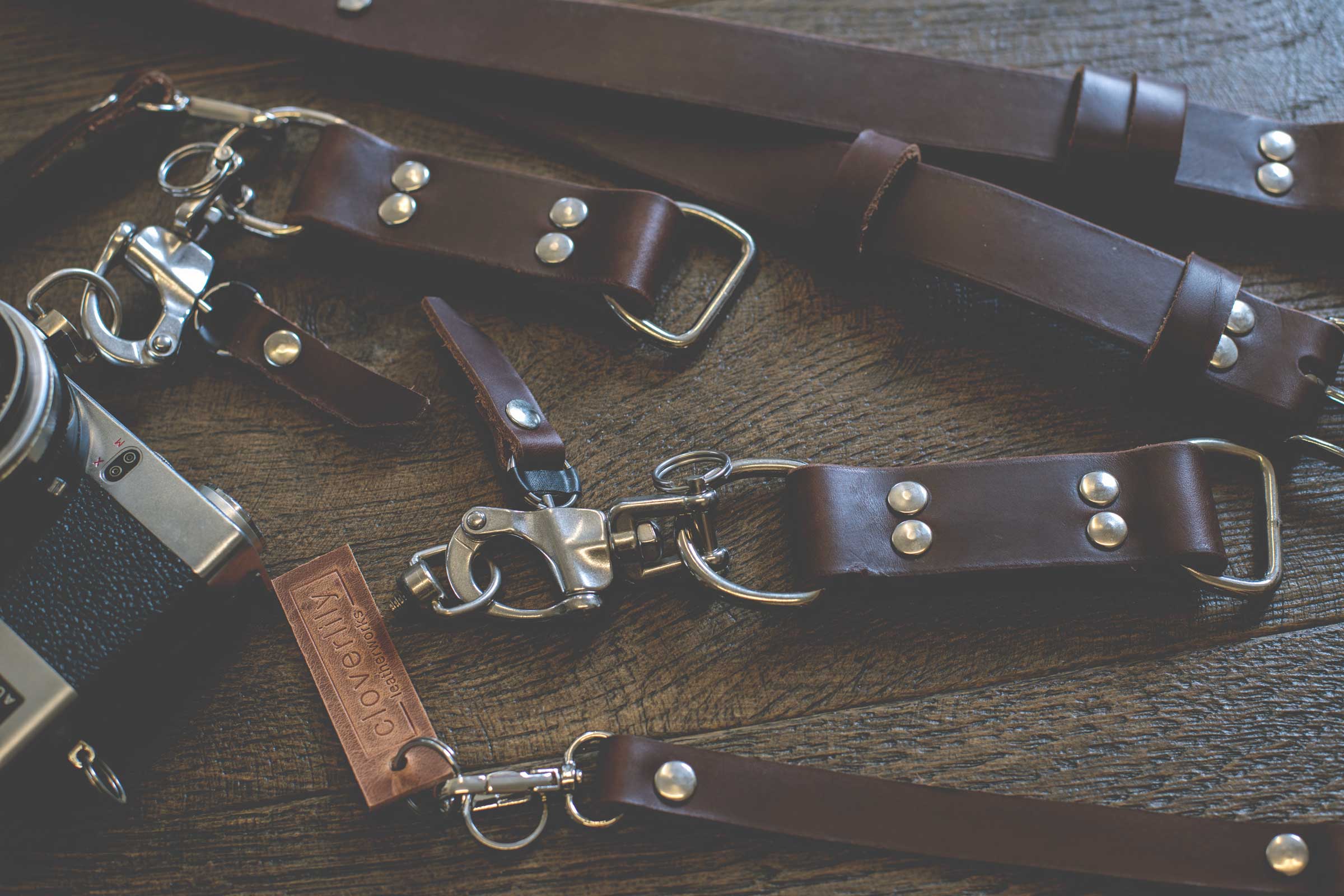 Cloverlily Handmade Leather Double Camera Harness 3.0 | Dark Brown