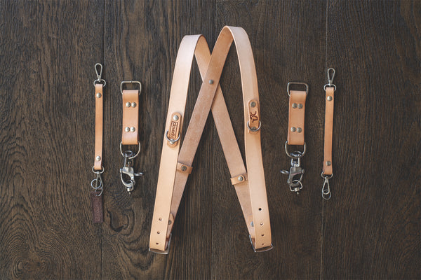 Cloverlily Hand Crafted Leather Double Camera Harness | Natural